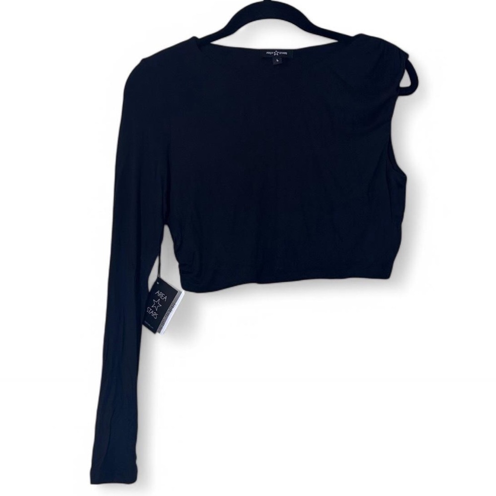 Area stars One sleeve Black Jacqui Crop top size L NWT - Picture 2 of 8